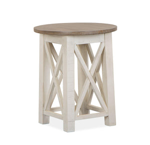 Magnussen Furniture - Sedley - Round End Table - Distressed Chalk White - 5th Avenue Furniture