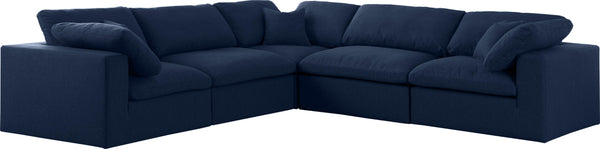 Meridian Furniture - Serene - Cloud 5 Piece Modular Sectional - Navy - 5th Avenue Furniture