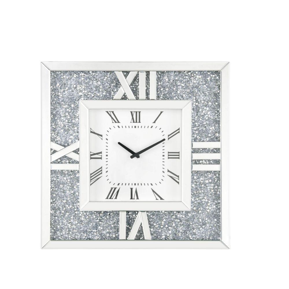 ACME - Noralie - Wall Clock - Mirrored & Faux Diamonds - 24" - 5th Avenue Furniture