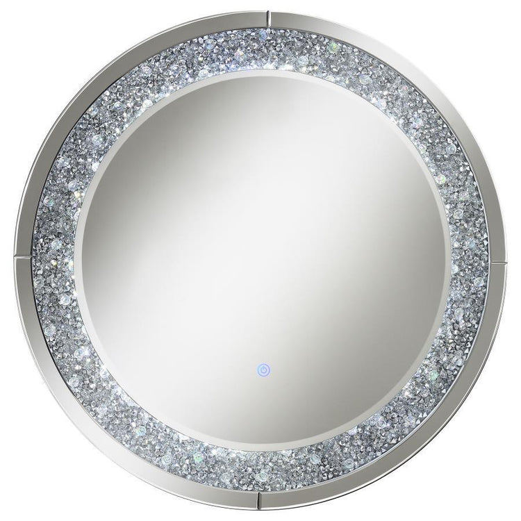 CoasterEssence - Lixue - Round Wall Mirror With Led Lighting - Silver - 5th Avenue Furniture