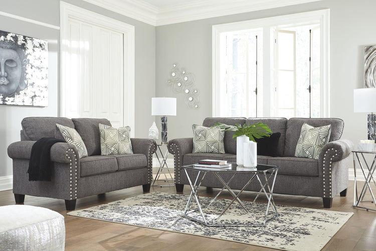 Ashley Furniture - Agleno - Charcoal - Loveseat - 5th Avenue Furniture