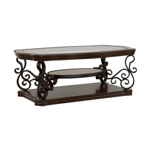 CoasterEssence - Laney - Coffee Table - Deep Merlot And Clear - 5th Avenue Furniture