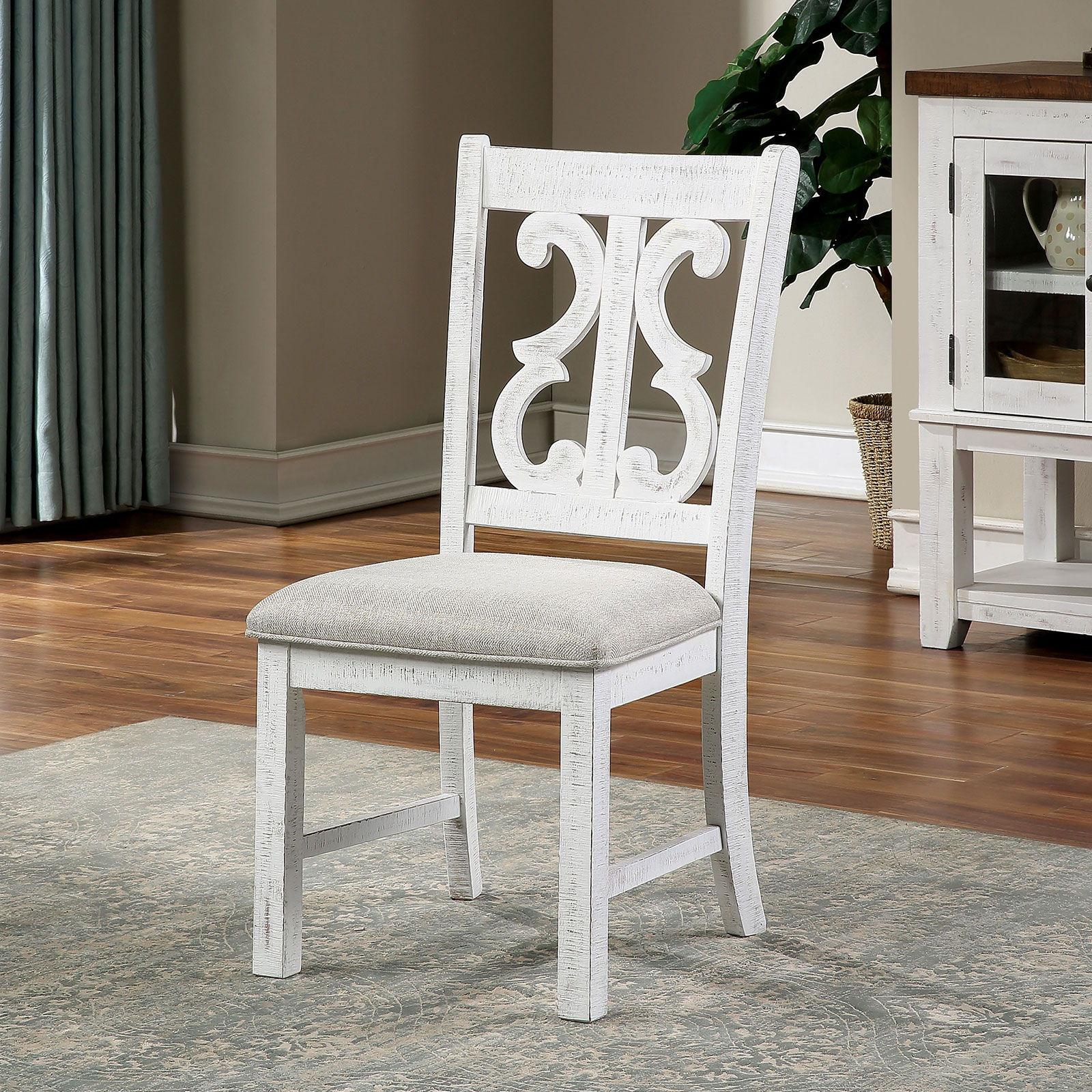 Furniture of America - Auletta - Side Chair (Set of 2) - Distressed White / Gray - 5th Avenue Furniture