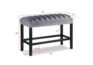 Crown Mark - Pascal - Dining High Bench - Pearl Silver - 5th Avenue Furniture