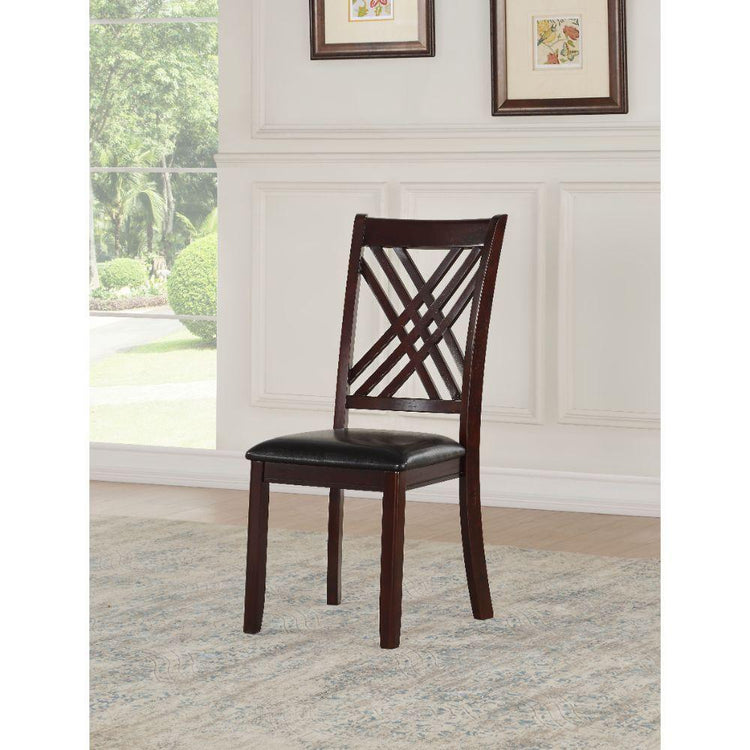 ACME - Katrien - Side Chair (Set of 2) - Black PU & Espresso - 5th Avenue Furniture