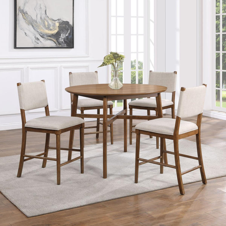 Steve Silver Furniture - Oslo - 5 Piece Dining Set (Counter Table And 4 Chairs) - Light Brown - 5th Avenue Furniture