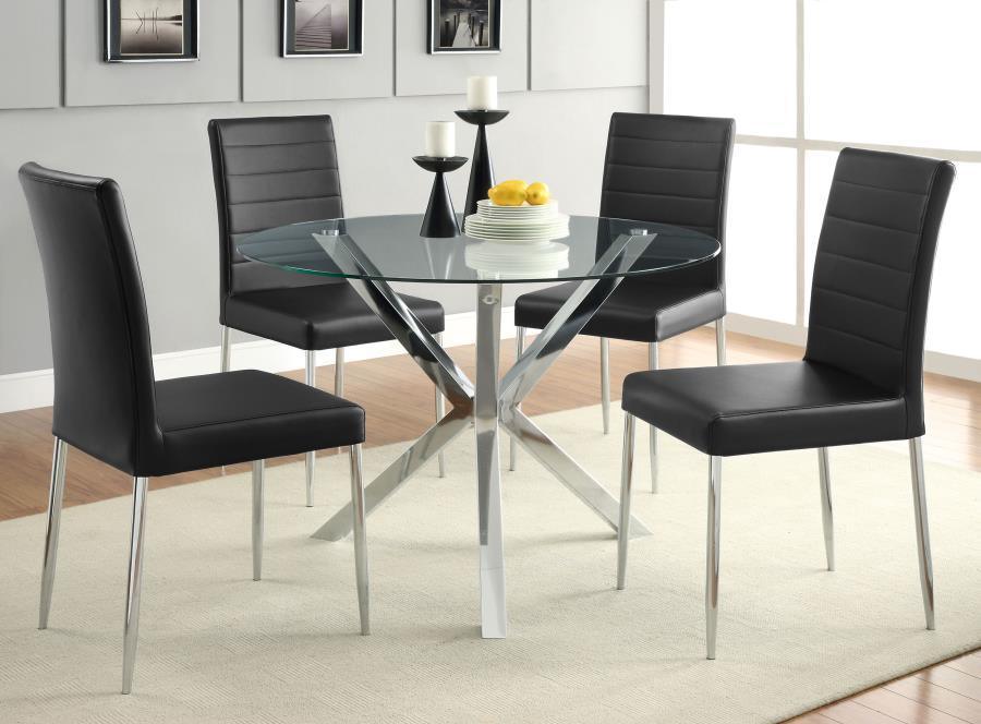 CoasterEveryday - Vance - Glass Top Dining Table With X-Cross Base - Chrome - 5th Avenue Furniture