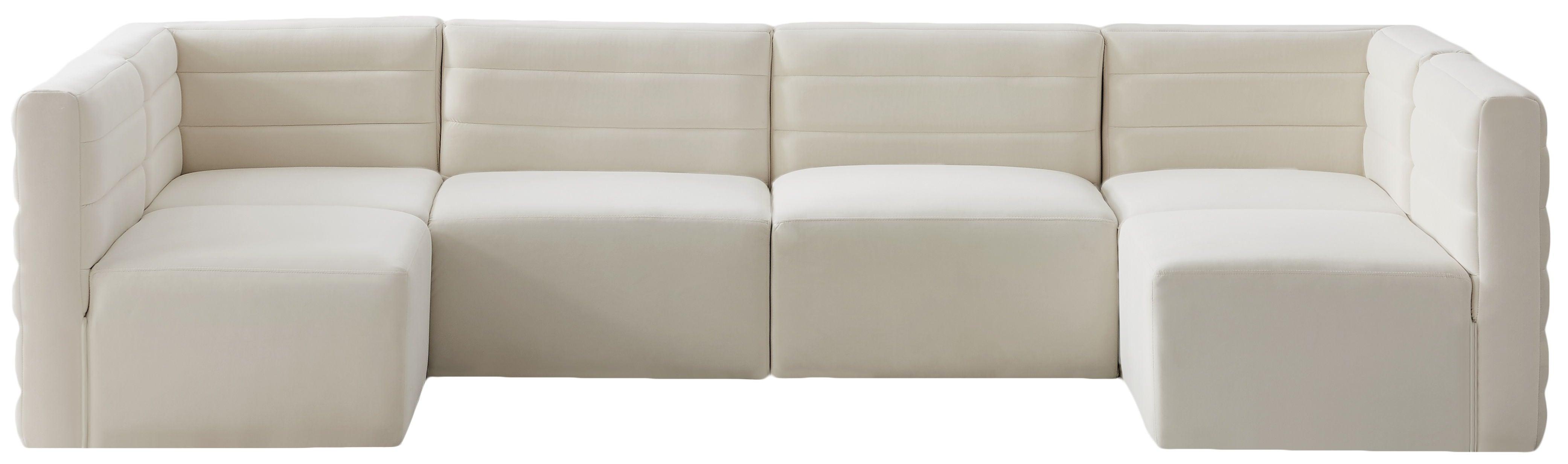 Meridian Furniture - Quincy - Modular Sectional 6 Piece - Cream - Fabric - 5th Avenue Furniture