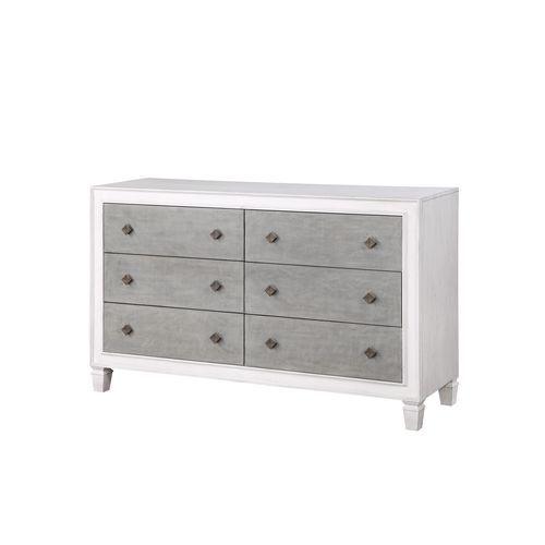 ACME - Katia - Dresser - Rustic Gray & White Finish - 5th Avenue Furniture