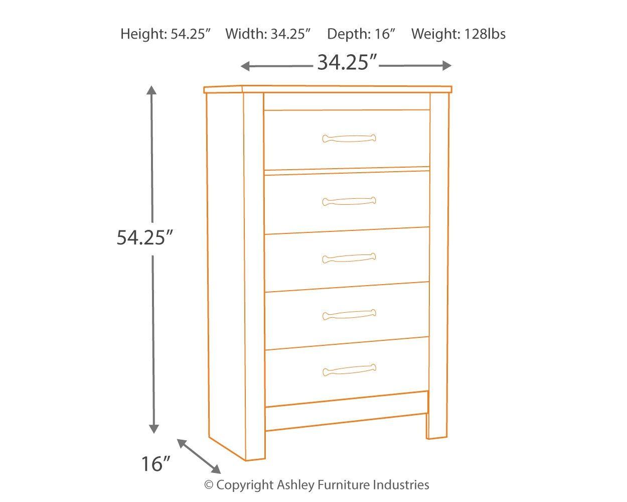 Ashley Furniture - Bellaby - Whitewash - Five Drawer Chest - 5th Avenue Furniture