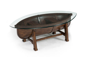 Magnussen Furniture - Beaufort - Oval Cocktail Table With Base And Glass Top - Dark Oak - 5th Avenue Furniture