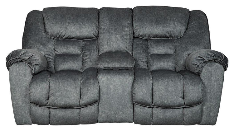 Ashley Furniture - Capehorn - Granite - Dbl Rec Loveseat W/Console - 5th Avenue Furniture