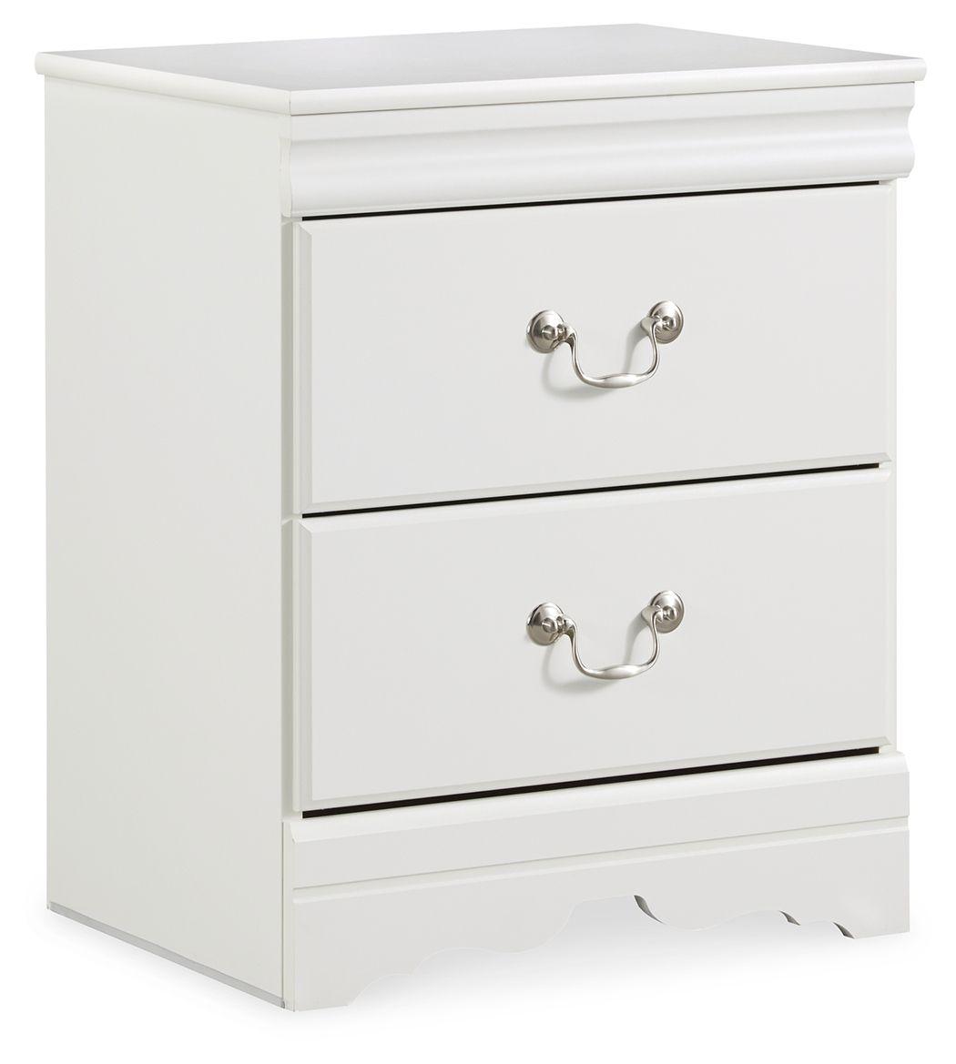 Ashley Furniture - Anarasia - White - Two Drawer Night Stand - 5th Avenue Furniture