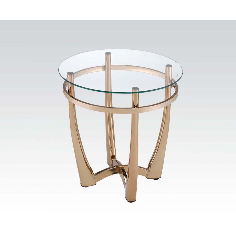 ACME - Orlando II - End Table - Champagne & Clear Glass - 5th Avenue Furniture