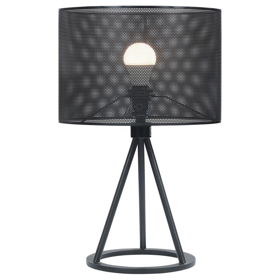 CoasterEssence - Chapin - Metal Mesh Shade Table Lamp - Matte Black - 5th Avenue Furniture