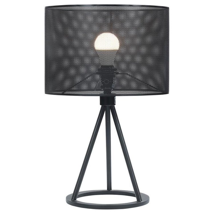 CoasterEssence - Chapin - Metal Mesh Shade Table Lamp - Matte Black - 5th Avenue Furniture