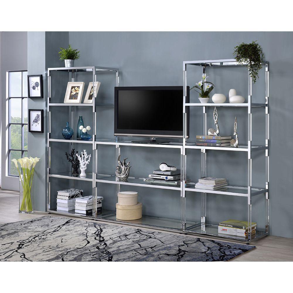 ACME - Raegan - TV Stand - Clear Acrylic, Chrome & Clear Glass - 5th Avenue Furniture