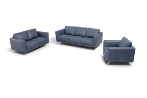 ACME - Astonic - Loveseat - Blue Leather - 5th Avenue Furniture