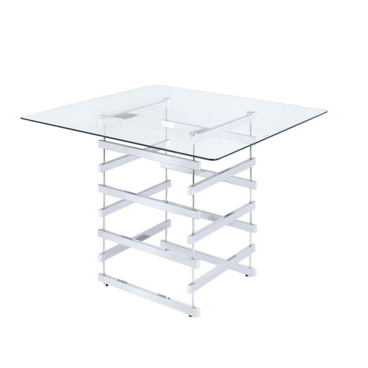 ACME - Nadie - Counter Height Table - Chrome & Clear Glass - 5th Avenue Furniture