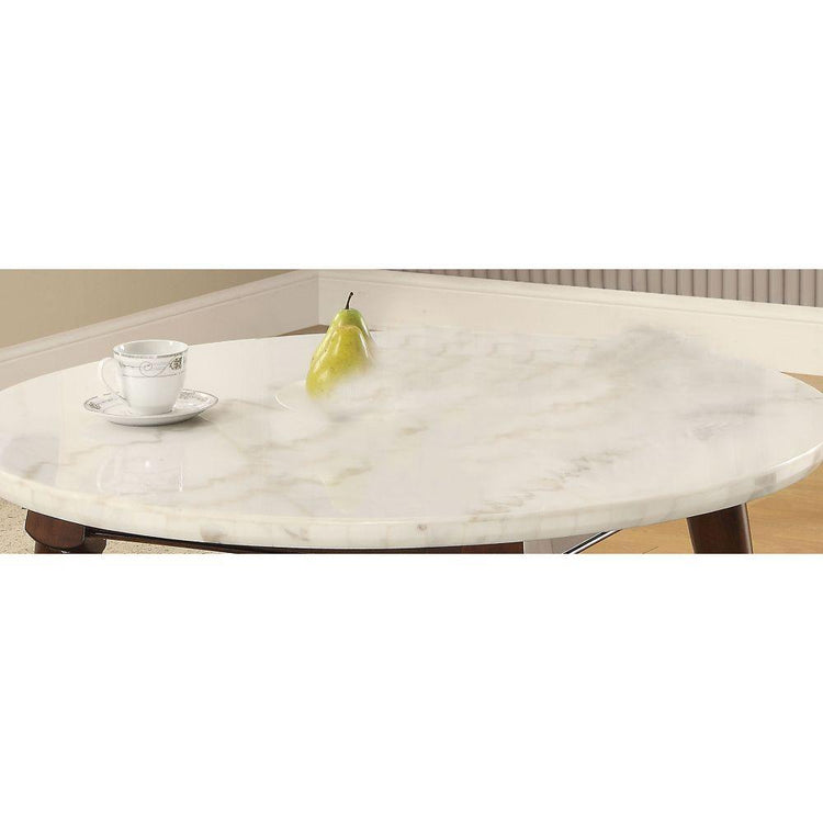 ACME - Gasha - Coffee Table - White Marble & Walnut - 5th Avenue Furniture