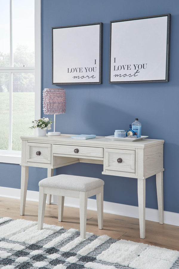 Signature Design by Ashley® - Robbinsdale - Antique White - Vanity With Stool (Set of 2) - 5th Avenue Furniture