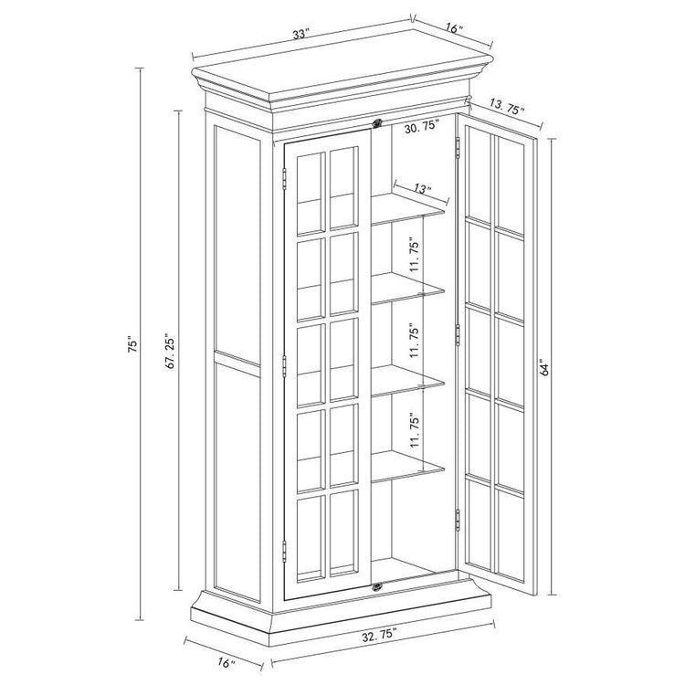 CoasterElevations - Tammi - 2-Door Tall Cabinet - Antique White And Brown - 5th Avenue Furniture