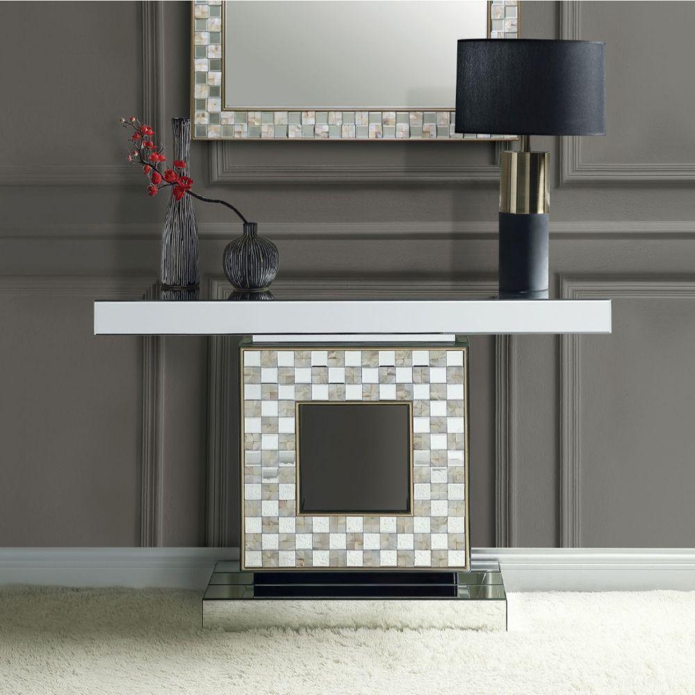 ACME - Nasa - Accent Table - Mirrored & Mother Of Pearl - 5th Avenue Furniture