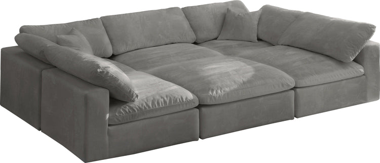 Meridian Furniture - Cozy - Modular Sectional 6 Piece Cloud - Grey - 5th Avenue Furniture