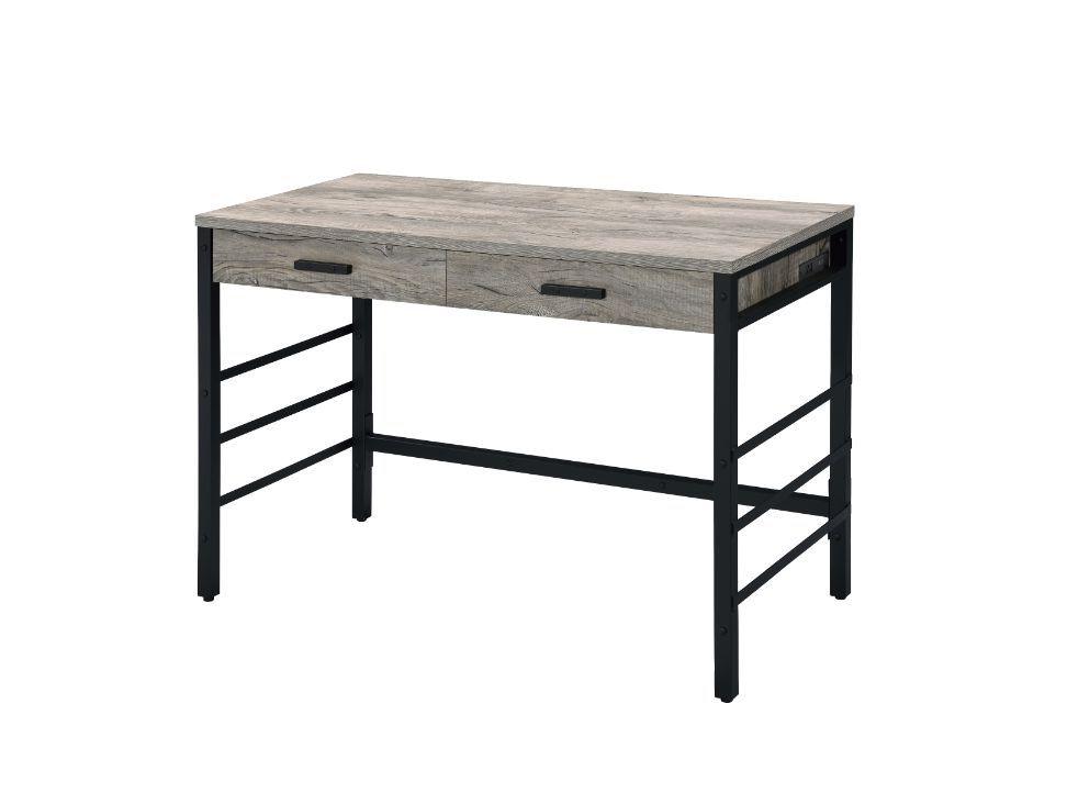 ACME - Disho - Desk - Light Weathered Oak & Black Finish - 5th Avenue Furniture