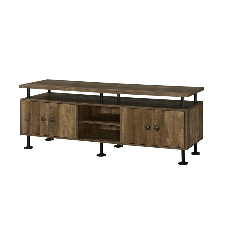 ACME - Ensata II - TV Stand - Rustic Oak & Black Finish - 5th Avenue Furniture