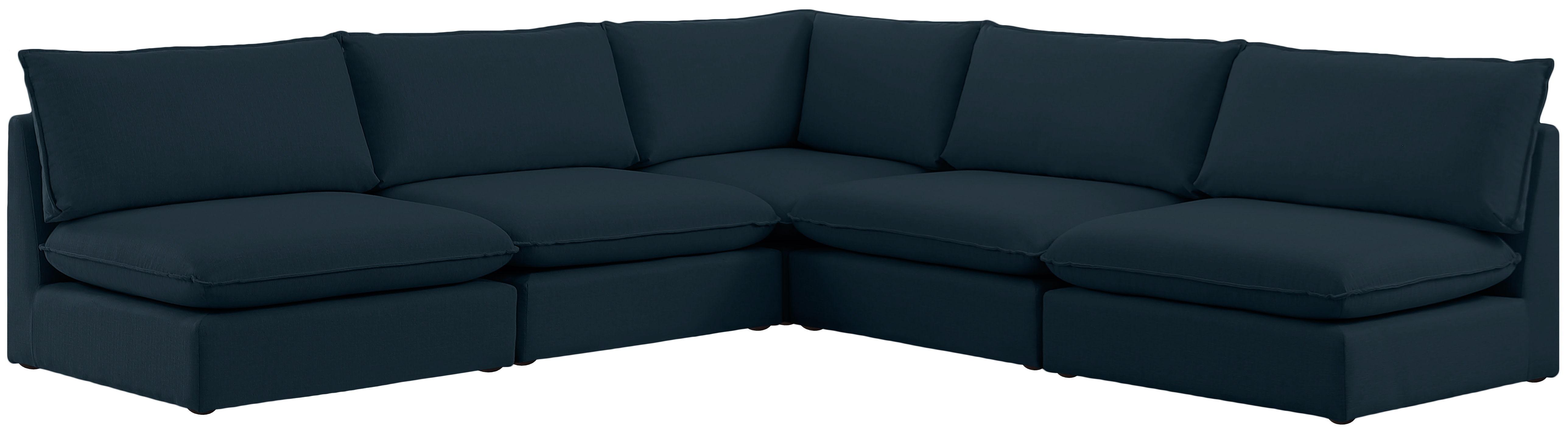 Meridian Furniture - Mackenzie - Modular Sectional 5 Piece - Navy - 5th Avenue Furniture