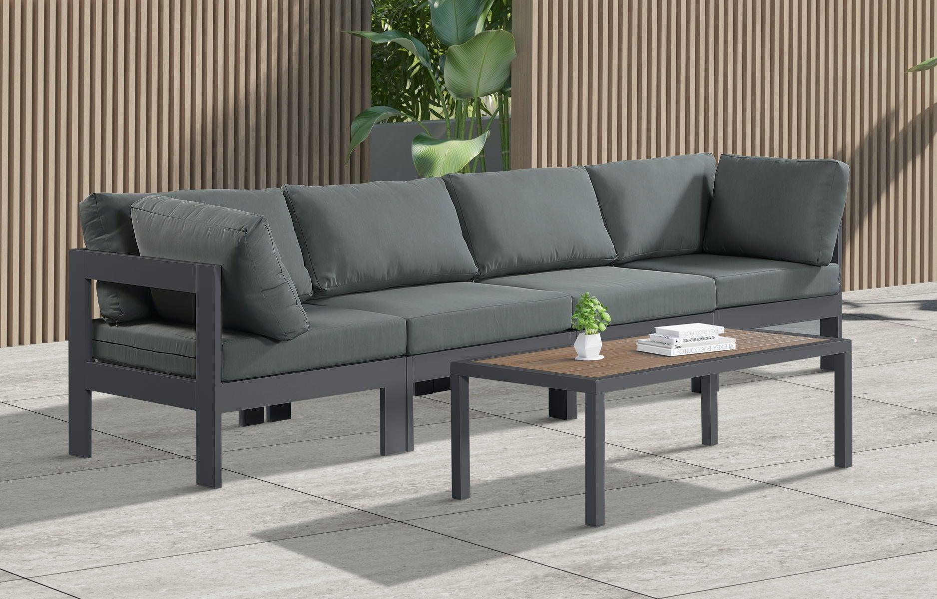 Meridian Furniture - Nizuc - Outdoor Patio Modular Sofa - Dark Grey - Modern & Contemporary - 5th Avenue Furniture