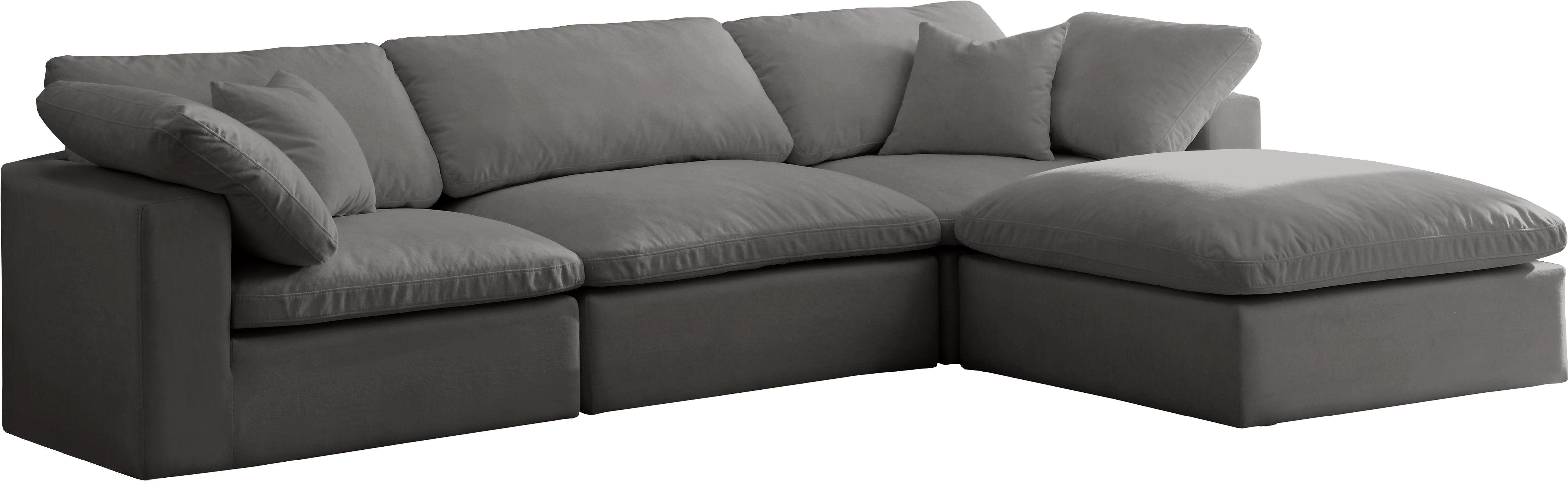 Meridian Furniture - Cozy - Modular Sectional 4 Piece Cloud - Grey - 5th Avenue Furniture