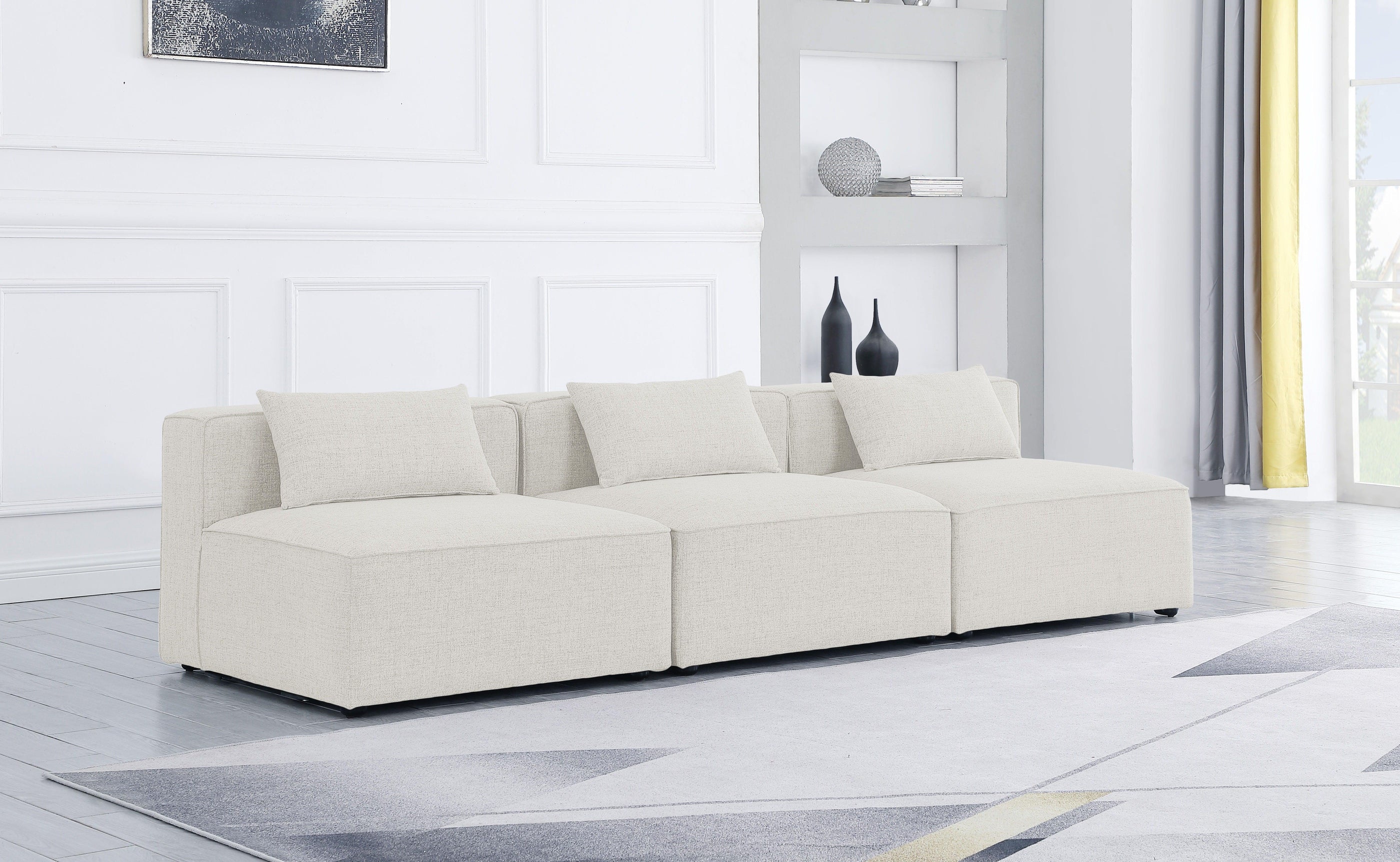 Meridian Furniture - Cube - Modular Sofa Armless 3 Seats - 5th Avenue Furniture