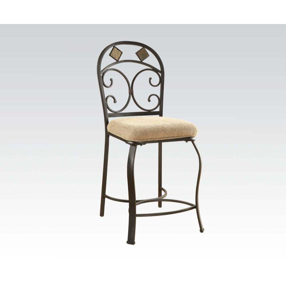 ACME - Kiele - Counter Height Chair (Set of 2) - Oak & Antique Black - 42" - 5th Avenue Furniture