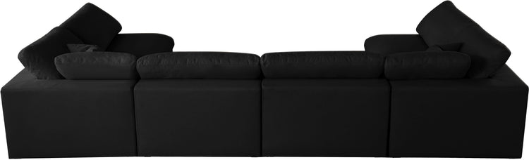 Meridian Furniture - Plush - Velvet Standart Comfort Modular Sectional 6 Piece - Black - Fabric - Modern & Contemporary - 5th Avenue Furniture