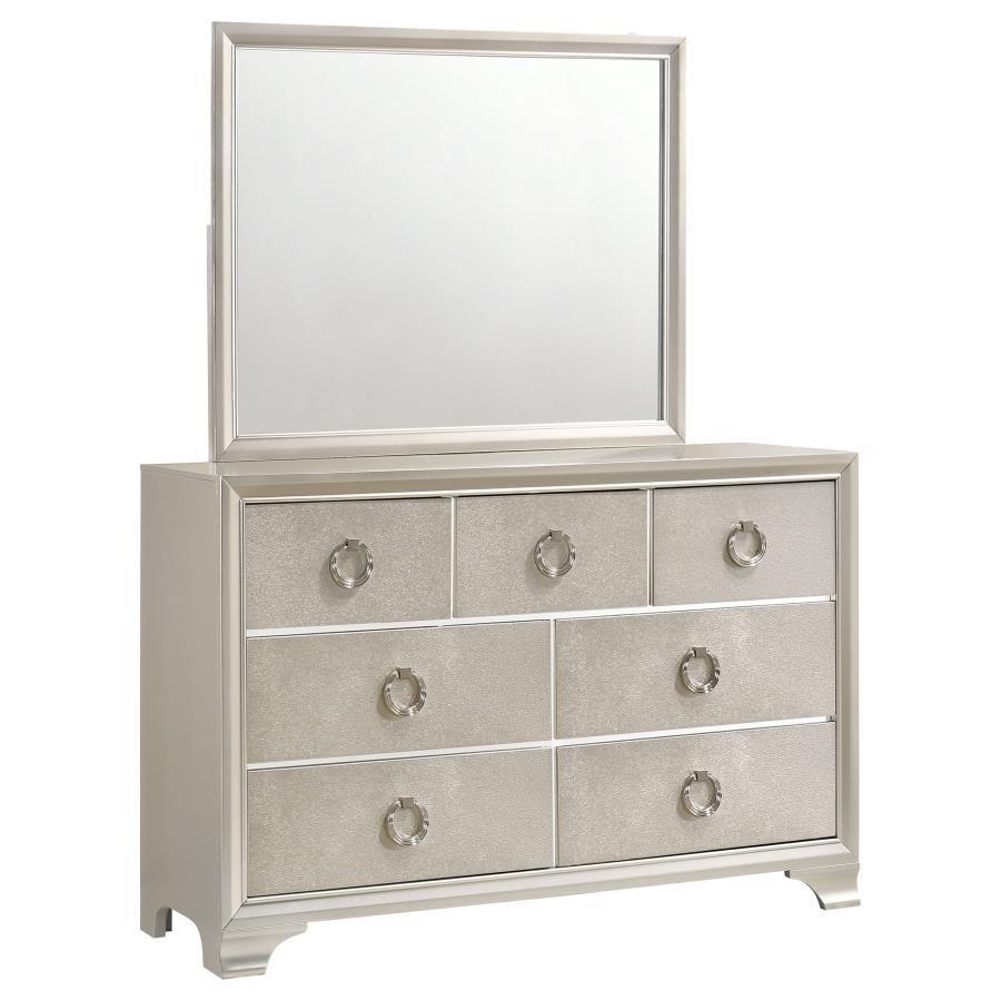 CoasterEveryday - Salford - 7-Drawer Dresser With Mirror - Metallic Sterling - 5th Avenue Furniture