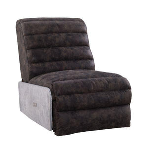 ACME - Okzuil - Recliner - 2-Tone Gray Top Grain Leather & Aluminum - 5th Avenue Furniture