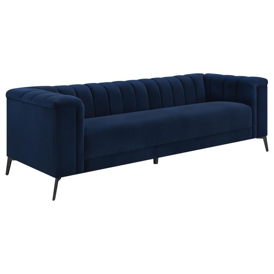 CoasterEssence - Chalet - Tuxedo Arm Sofa - Blue - 5th Avenue Furniture