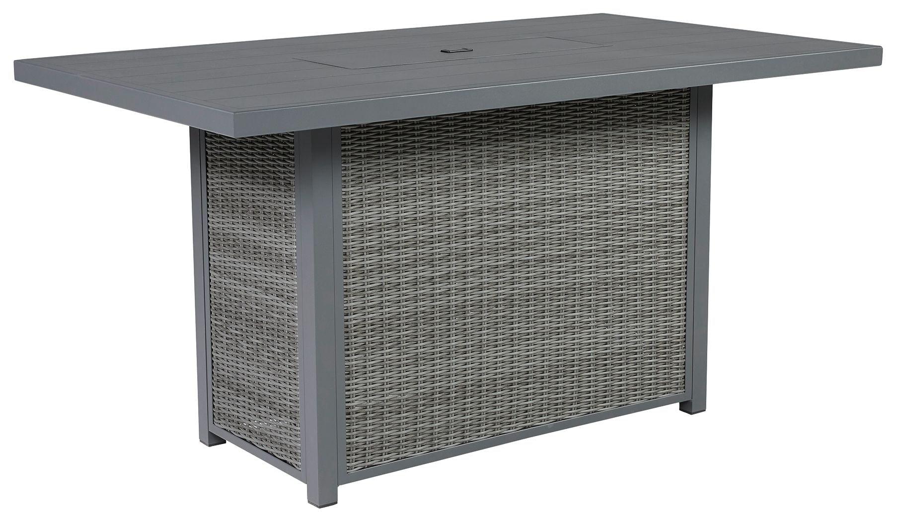 Signature Design by Ashley® - Palazzo - Gray - Rect Bar Table W/Fire Pit - 5th Avenue Furniture