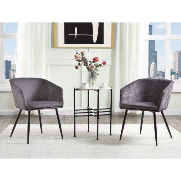 ACME - Taigi - Chair & Table - Gray Velvet & Black - 5th Avenue Furniture