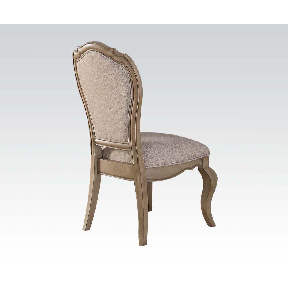 ACME - Chelmsford - Side Chair (Set of 2) - Beige Fabric & Antique Taupe - 5th Avenue Furniture