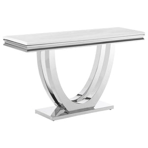 CoasterElevations - Kerwin - U-Base Rectangle Sofa Table - White And Chrome - 5th Avenue Furniture