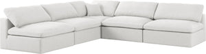 Meridian Furniture - Serene - Linen Textured Fabric Deluxe Comfort 5 Piece Modular Sectional - Cream - Fabric - 5th Avenue Furniture