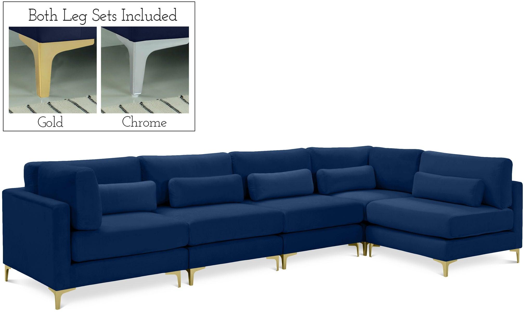 Meridian Furniture - Julia - Modular Sectional 5 Piece - Navy - 5th Avenue Furniture