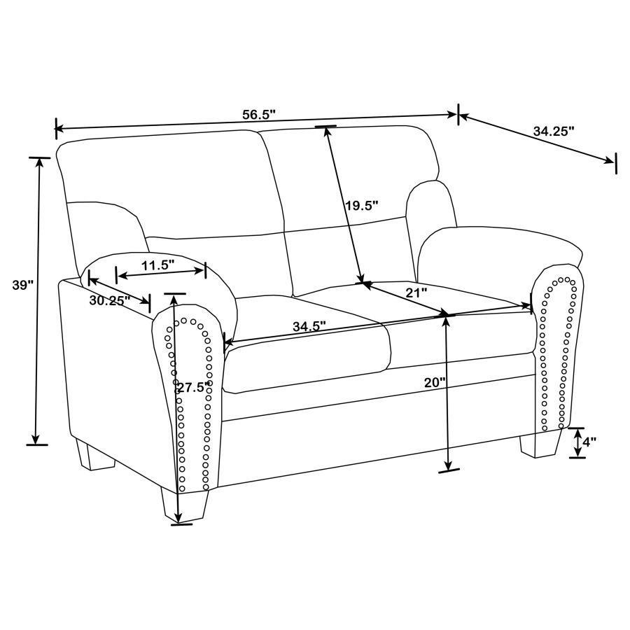 CoasterEveryday - Clemintine - Upholstered Loveseat with Nailhead Trim - 5th Avenue Furniture