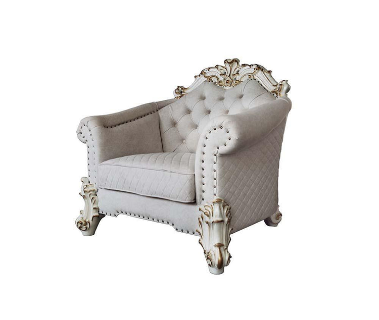ACME - Vendom II - Chair - Two Tone Ivory Fabric & Antique Pearl Finish - 5th Avenue Furniture