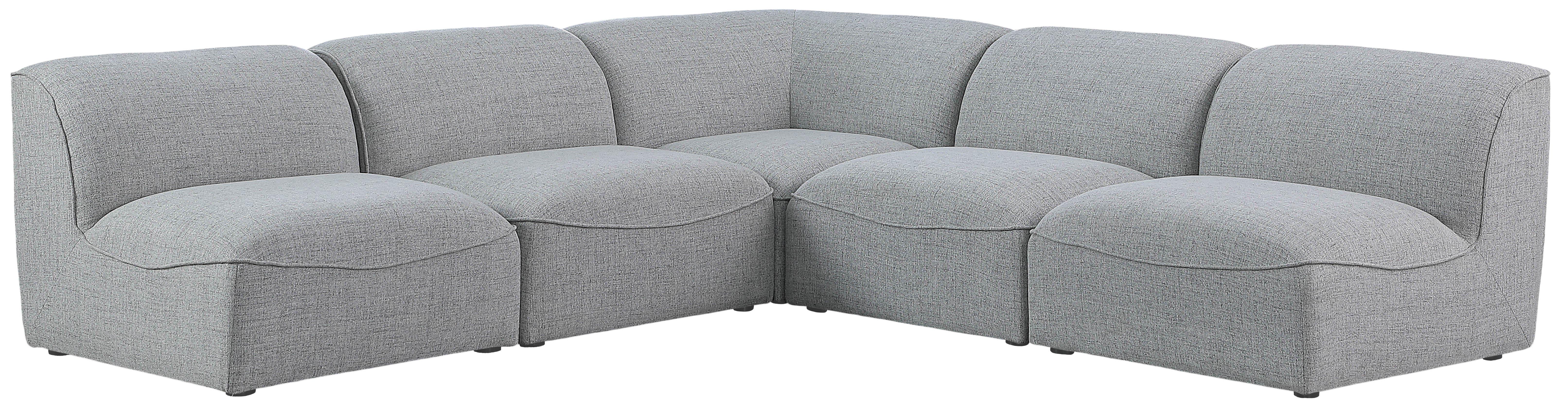 Meridian Furniture - Miramar - Modular Sectional 5 Piece - Gray - Fabric - 5th Avenue Furniture