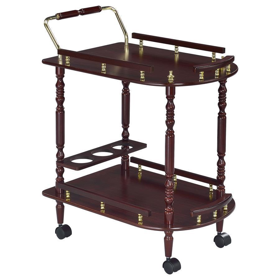 CoasterEveryday - Palmer - 2-Tier Serving Cart - Merlot And Brass - 5th Avenue Furniture
