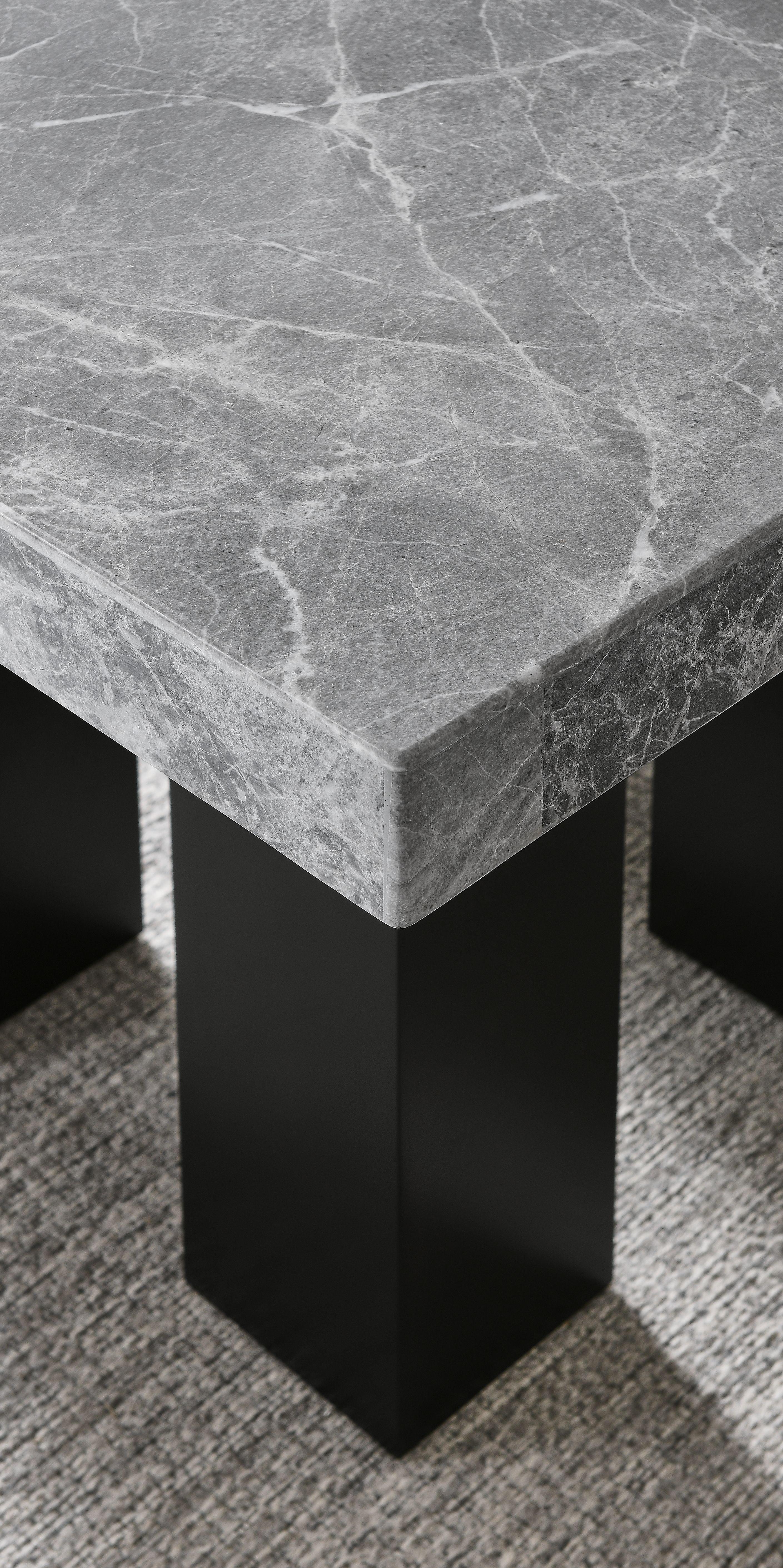 Steve Silver Furniture - Camila - Square Gray Marble Top Table - Dark Gray - 5th Avenue Furniture